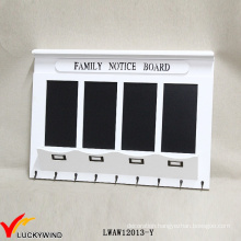 Family Notice Board Vintage White Wooden Wall Rack with Blackboard